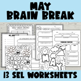 MAY Monthly SEL Brain Break Worksheets | Spring Self Care 