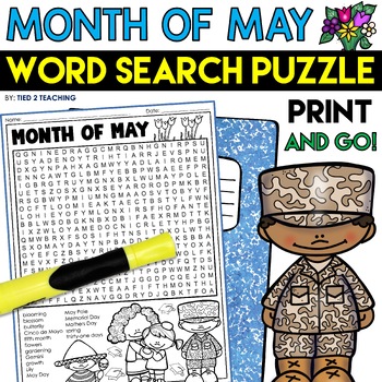 May Word Search Puzzle Spring Early Finishers Word Search and Find Puzzle