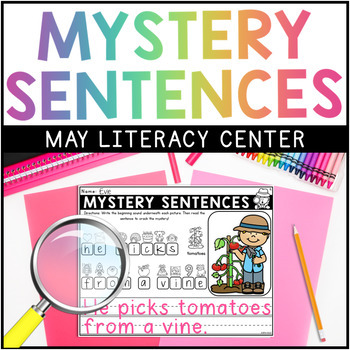 Preview of May Mystery Sentences - NO PREP - Literacy Center - Early Finishers End of Year