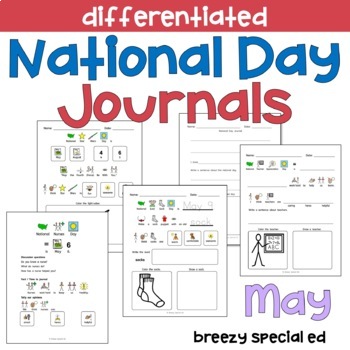 Preview of MAY National Days Differentiated Symbol Supported Journals for special education