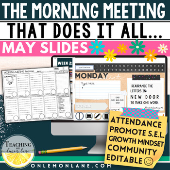 Preview of MAY Paperless Morning Meeting Classroom Slides SEL Activities 