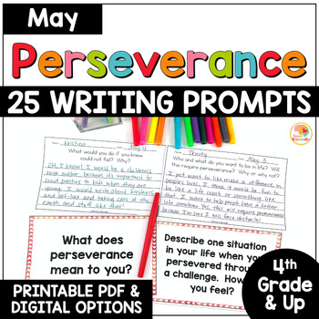 Preview of MAY Social-Emotional Learning Daily Writing Prompts: Perseverance