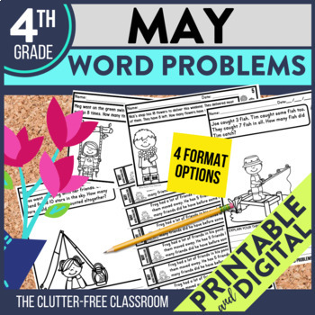 Preview of MAY WORD PROBLEMS Math 4th Grade Fourth Activities Worksheets Centers