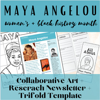 Preview of MAYA ANGELOU BUNDLE! Research Reading Comprehension-Trifold Template + Art