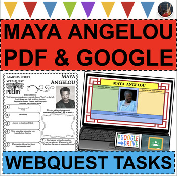 Preview of MAYA ANGELOU Poet WebQuest Research Project Poetry Biography (PDF & DIGITAL)