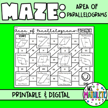 Preview of MAZE:  Area of Parallelograms