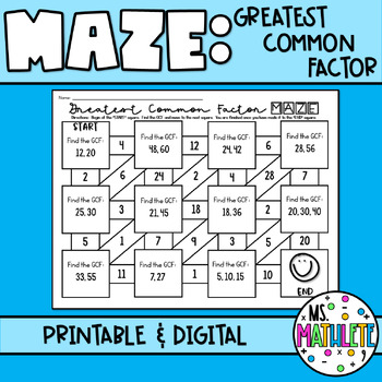 Preview of MAZE:  Greatest Common Factor