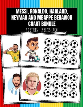 Preview of MBAPPE, MESSI, RONALDO, HAALAND, NEYMAR Behavior Chart Bundle Set Soccer