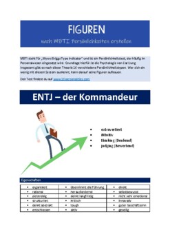 Preview of MBTI Persönlichkeitstypen - ENTJ - Kreatives Schreiben (German)