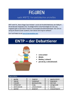 Preview of MBTI Persönlichkeitstypen - ENTP - Kreatives Schreiben (German)