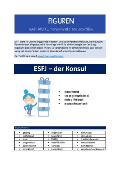 Preview of MBTI Persönlichkeitstypen - ESFJ - Kreatives Schreiben (German)