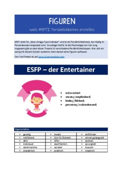 Preview of MBTI Persönlichkeitstypen - ESFP - Kreatives Schreiben (German)