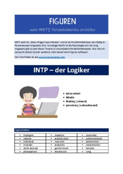 Preview of MBTI Persönlichkeitstypen - INTP - Kreatives Schreiben (German)