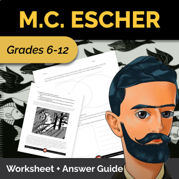Preview of MC Escher: Famous Artist Worksheet & Answer Guide - Art History
