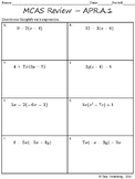 MCAS Algebra Skill Sheets