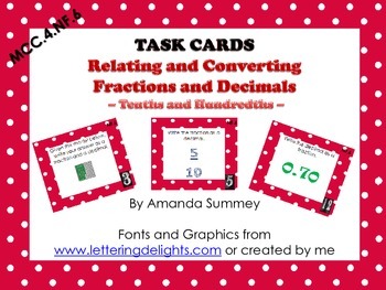 Preview of MCC.4.NF.6 - Relate & Convert Fractions & Decimals (10ths and 100ths) Task Cards