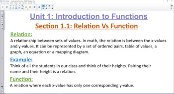 Preview of MCF3M Introduction to Functions (Unit 1)