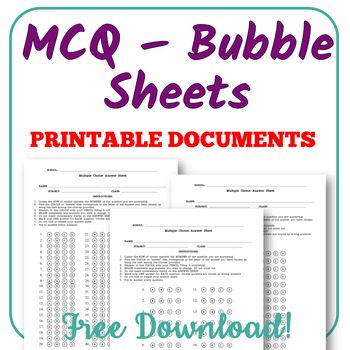 Preview of MCQ – Bubble Sheets / FREE DOWNLOAD!