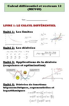 Preview of MCV4U, Calcul et vecteurs 12e année, Livre 1 (de 2): CALCUL DIFFÉRENTIEL
