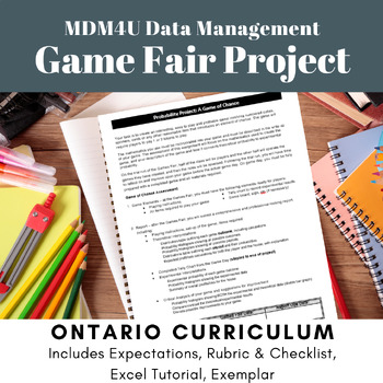 Preview of MDM4U Data Management: Probability Project - Create a Game of Chance