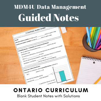 Preview of MDM4U Grade 12 Data Management Guided Notes (Ontario Curriculum)