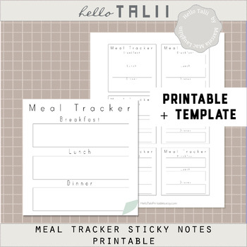 Preview of MEAL TRACKER STICKY NOTES- PRINTABLE + TEMPLATE