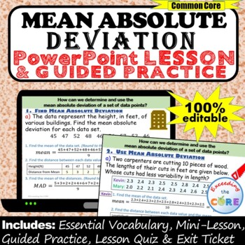 Preview of MEAN ABSOLUTE DEVIATION (MAD) PowerPoint Lesson & Practice | Distance Learning
