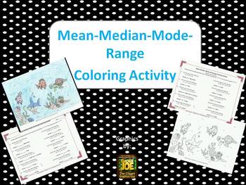Preview of MEAN, MEDIAN, MODE AND RANGE COLORING BY NUMBER
