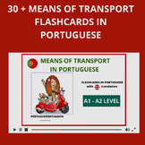 MEANS OF TRANSPORT FLASHCARDS IN PORTUGUESE