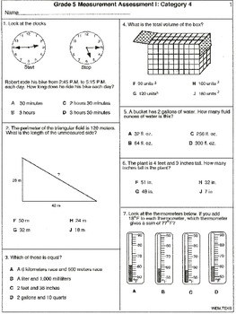 Preview of Measurement: 5th Grade Assessments 7 tests (printable + EASEL Measure Assessment