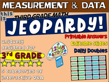 Preview of MEASUREMENT AND DATA - Third Grade MATH JEOPARDY! handouts & Game Slides