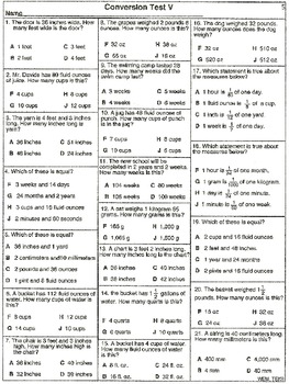 Measurement : Conversion Chart, Practice and Tests (worksheets) | TpT