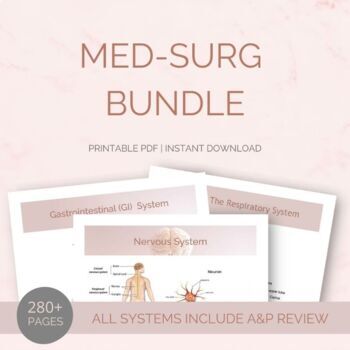 Preview of MED-SURG Nursing Bundle Study Guide for Nursing Students | 254+ Pages | PDF