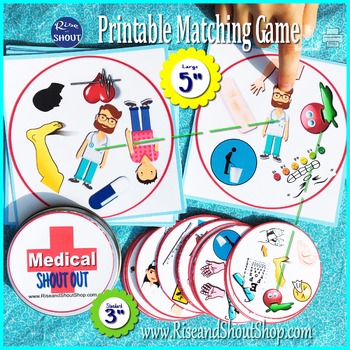 Preview of MEDICAL TERMS SHOUT OUT; Spot the Match game, 3" & 5" circle, square cards