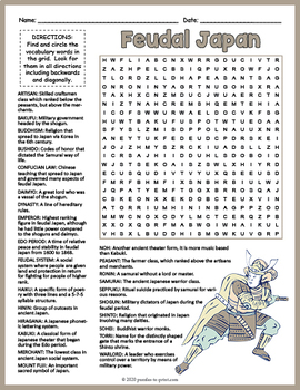 Preview of MEDIEVAL & FEUDAL JAPAN Word Search Puzzle Worksheet Activity