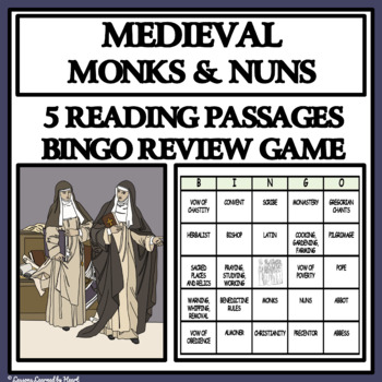 Preview of MEDIEVAL MONKS AND NUNS - Reading Passages and Bingo Review Game