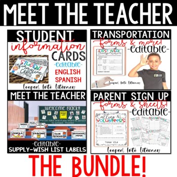 Preview of MEET THE TEACHER BUNDLE PARENT AND TRANSPORTATION FORMS AND MORE! NO PREP