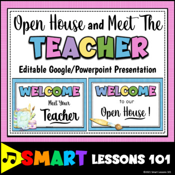 Preview of MEET the TEACHER Template Editable OPEN HOUSE Powerpoint Google Presentation
