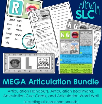 Preview of MEGA Articulation Bundle: Handouts, Cue Cards, Bookmarks, and Word Wall