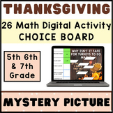 5th 6th 7th Grade Digital Math ⭐ THANKSGIVING ⭐ Mystery Pi
