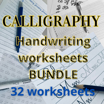 Preview of MEGA BUNDLE,32 Calligraphy Worksheets,Calligraphy and Handwriting worksheets
