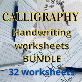 MEGA BUNDLE,32 Calligraphy Worksheets,Calligraphy and Hand