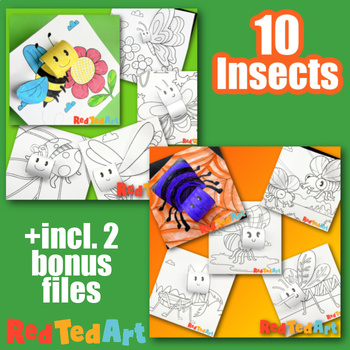 Preview of MEGA BUNDLE 3d Insects Coloring Pages - 10 Insects & Creepy Crawlies