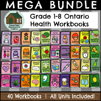 Preview of MEGA BUNDLE: All Grade 1-8 Ontario Health Workbooks