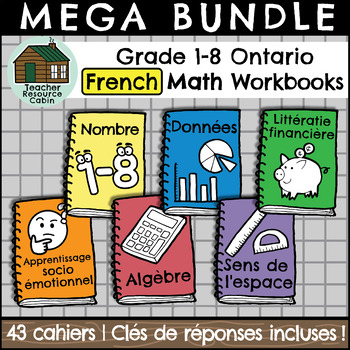 Preview of MEGA BUNDLE: All Grade 1-8 Ontario Math FRENCH Workbooks