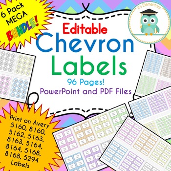 Preview of BUNDLE Chevron Labels Editable Classroom Notebook Folder Name Tags (PASTELS)