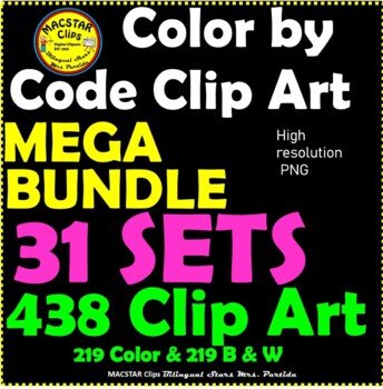 Preview of MEGA BUNDLE Color by Code Clip Art   ClipArt Images