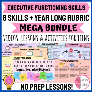 Preview of MEGA BUNDLE Executive Functioning Skills Unit Lessons & Activities for Teens