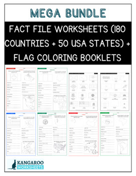 Preview of MEGA BUNDLE - Fact File Worksheets + Flag Coloring Booklets
