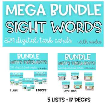 Preview of END OF YEAR MEGA BUNDLE French Sight Words BOOM CARDS Mots fréquents